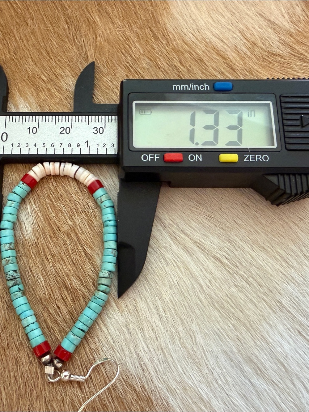 ❤️ Native American “S Duncan” Heishi Turquoise Coral Luhuanus Shell 925 Earrings - Picture 10 of 10